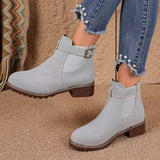 Autumn And Winter New Lady Martin Boots Loose Belt Buckle Round Head And Mid-Sleet Women's Shoes HZ0115