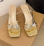 In The Summer Of 2025, The New French Side-Toned Sandals Casual Gentle Buckle With Fine Heel High Heels Commute HZ0115