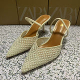 ZA Home 2025 New Women's Shoes Mesh Sharp Head Thick And Slippers Women's Summer Breathable Light, Comfortable And Comfortable Leisure High HZ0115