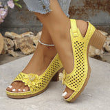 Large-Size Flower High-Heeled Sandals Women 2025 Summer New Fashion Coarse Heel Buckle With Women's Sandals HZ0115