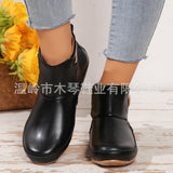 2025 Autumn And Winter Women's Shoes Fashion Code 43 Four Seasons Magic Stick Flat Bottom Short Boots Large Size Martin Boots HZ0115