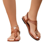 2025 Summer Small Sandals Lady Flat-Bottomed Large Sandals Simple Toe Beach Sandals Wearing Temu HZ0115