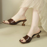 2025 Summer New One-Word French Simple And Comfortable Gentle Evening Wind Retro High-Sliflip Slippers Woman HZ0115