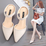 2025 Spring And Summer Korean Version Of The Bag Head With Cold Slippers Female Pointed Word Thick Heel Half-Slippers High Heels Thin HZ0115