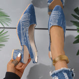2025 New Denim Back High Heel Shoes Sharp Head Light Single Shoes Fine Heel Head Large Size Sandals Women HZ0115