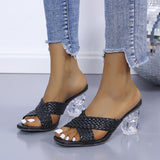 Crystal And High-Heery Slippers Women Font Cross-Woven With Women Cool Drag Women Slippers HZ0115