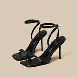 One Word With Sandals Women 2025 Summer New Temperament Niche Design Fine Heel High-Heeled Shoes Toe HZ0115