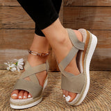 2025 Large-Size Women's Shoes Summer Hemp Rope Grass Tight With Thick Bottom Slope And Fish Mouth Sandals Beach Shoes HZ0115