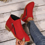 2025 Female Pointed Thick Side Zipper Women's Short Boots Autumn And Winter New Large-Size Velvet Short Boots HZ0115