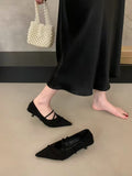 French Retro Velvet Face Tip Fine Heel Mary Jane Single Shoe Woman 2025 New Commuter Kitten Heels High Heels HZ0115