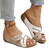 Large-Size Thick-Bottomed Slippers Women's 2025 New Fish Mouth Thick Bottom Belt Buckle Color Letter Cool Slippers HZ0115