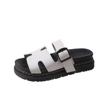 2025 New Large-Size Slippers Women Thick-Bottomed A Buckle Solid Color Casual Cold Slippers Women HZ0115