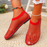 Water Drill Mesh Sandals Women 2025 Summer New Comfortable Foot Size Lady Flat Sandals HZ0115