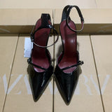 ZA2025 Spring New Women's Shoes Red Velvet Head Light-High Muller Shoes Buckle Fine Women's Shoes HZ0115