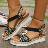 Large-Size 2025 New Slope Heel Sandals Women Metal Buckle Rope Slopes And Light-Bottomed Fish Mouth Sandals HZ0115