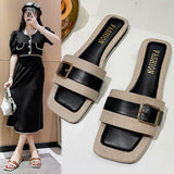 2025 New Classic Color Cool Drag Women Belt Buckle Large Flat Bottom Casual Beach Slippers HZ0115