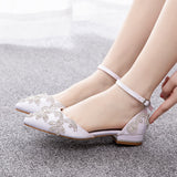 2 Cm Flat Heds Casual Tip Hollow Sandals Low Heeled White Bungalow Diamond Wedding Shoes Dress Shoes HZ0115