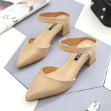2025 Spring And Summer Korean Version Of The Bag Head With Cold Slippers Female Pointed Word Thick Heel Half-Slippers High Heels Thin HZ0115
