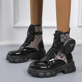 Autumn New Large-Size Ladies Pocket Locomotive Boots Female British Wind Thick Bottom With Short Barrel Knight Martin Boots HZ0115