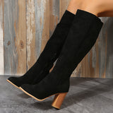 2025 New Large-Size Female Boots Coarse And Velvet Over The Knee Brown Round Head Long-Sleeve Boots HZ0115