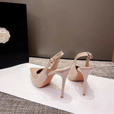 35-43 Large-Size New Ultra-High Patent Leather Pointed Back Tripty Sandals High Heels Women's Top Fine Back Empty Single Shoes HZ0115