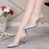 New Pointed Thin Heel Sexy High Heels Korean Version Of Pearl Buckle Fashion Lady Single Shoes HZ0115