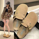 In Britain Birkens Shoes Women 2025 New Spring And Autumn Thick Bottom Boken Half Slippers Outside Wearing A Foot Pedal Lazy Shoes HZ0115