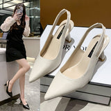French Retro Pointed Thick Heel High Heel Shoes After The 2025 Summer New Women's Professional Work Single Shoe Bag HZ0115