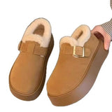 Autumn And Winter 2025 Bean Fashion Plus Thick Thick-Soled Cotton Shoes Hair Snow Boots Boken Shoes Lefu Shoes New HZ0115