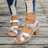 2025 Summer Thick Heel Sandals Light Hollow Pure Color Large Size Women's Foot Slippers Batch HZ0115