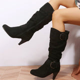 Large-Size Autumn And Winter Boots New But Knee Velvet High With Belt Buckle Round Head And Long Boots Girl HZ0115