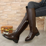 Round Head After The Zippered Knight Boots Autumn And Winter New Temperament High-Trace Knight Boots Woman HZ0115