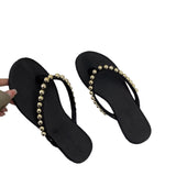 French Pearl Leather Flat-Bottomed Flip-Flops Women Wear The New Summer 2025 Summer New Trendy Beach Feet Cool Drag HZ0115