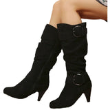 Large-Size Autumn And Winter Boots New But Knee Velvet High With Belt Buckle Round Head And Long Boots Girl HZ0115