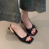 New French Fashion Casual Sandals In The Summer Of 2025 Femininity Bow-Tender High-Heeled Fine-Heeled Sandals HZ0115