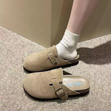 In Britain Birkens Shoes Women 2025 New Spring And Autumn Thick Bottom Boken Half Slippers Outside Wearing A Foot Pedal Lazy Shoes HZ0115