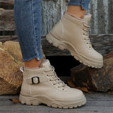 2025 New Autumn And Winter Ladies Keep Warm Martin Boots Plus Velvet Thick And Thick-Bottomed Short Boots Shoes HZ0115