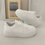 Thick-Bottomed Small White Shoes Women In The Autumn Of 2025 New Korean Version Of Loose Cake Casual Sneakers Students Tie Board Shoes HZ0115