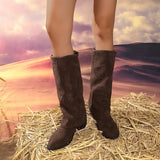 2025 New Autumn And Winter Sharp Western Cowboy Knight High Boots Women Retro Embroidered Long Boots Trouser Boots HZ0115