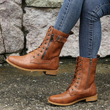 Autumn And Winter New Lady Martin Boots Front With Solid Color Low-Hee Color Boots Large Size HZ0115