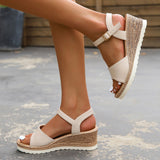 Slope Hed Sandals Women 2025 Summer New Large-Size Fish Mouth Buckle Fashion Comfortable Thick-Soled Sandals HZ0115