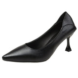Non-Tired High Heels Fine Heel 2025 New French Commuting Work Career Black Single Shoes Soft Leather Women's Shoes Spring HZ0115