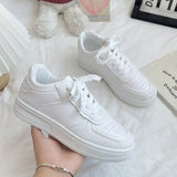 2025 New Board Shoes Korean Version Of The Hong Kong Style Retro White Tie With Thick-Soled College Wind Sports Small White Shoes Women HZ0115