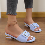 Fang Buckle Slippers Women 2025 Summer New Large-Size Fashion Fish Mouth Comfortable Wearing Low-Heeled One-Word Drag HZ0115