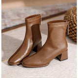 Martin Boots Women 2025 New Autumn And Winter Korean Version Of The Square Head And Zipper High And Velvet Cylinder Thin Short Boots HZ0115