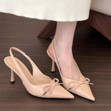 Small-Ed-Tall French High-Heeled Shoes French Baotou Fairy Sandals 2025 Spring And Summer Bows And A Single Shoe Wear HZ0115