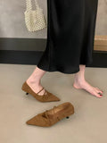 French Retro Velvet Face Tip Fine Heel Mary Jane Single Shoe Woman 2025 New Commuter Kitten Heels High Heels HZ0115