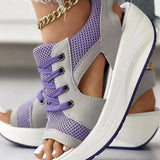 Slope Hed Sandals Women 2025 Summer New Large-Size Sports Sandals Laces With Rocking Soles HZ0115