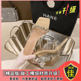 Coarse Heel Wearing Cold Slippers Women 2025 Summer Fashion Transparent Water Drill Temperament With High Heels Do Not Tired Feet HZ0115