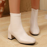 Autumn 2025 New Thick And Short Boots Women's High-Sleet Single Boots French Fashion Casual Models Coarse And Naked Boots HZ0115